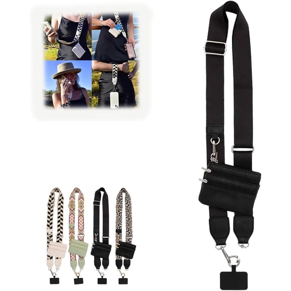 Clip and Go Strap for Phone with Wallet Crossbody, 2026 Phone Strap with Wallet, Phone Strap Crossbody with Zipper Pouch Wallet (Multicolor 2)