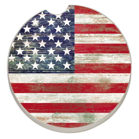 CounterArt "Americana" 1 Pack Absorbent Stone Coaster for Vehicle Cup Holder 2.6” Diameter