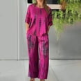 thumbnail image 7 of Wensltd Plus Size Summer Outfits Crew Neck Top and Wide Leg Pants, 7 of 7