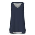 thumbnail image 4 of Tank Top for Women Sleeveless Oversized T-Shirt,Summer V-Neck Loose Cotton Vest Top,Casual Solid Color Sleeveless Shirt Blue,XXXXXL, 4 of 5