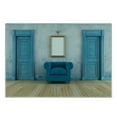 thumbnail image 3 of Antique Cutting Board, Empty Space 2 Doors Armchair and Simple Mirror Golden Yellow Frame, Decorative Tempered Glass Cutting and Serving Board, Small Size, Blue Sand Brown, by Ambesonne, 3 of 5