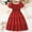 Red, variant on July 4Th Girls Holiday Dress Size 12-14 Big Children's Dress Girls' Summer Square Collar Short Sleeve Waist A Line Dress