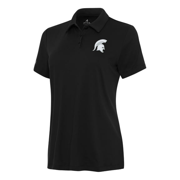 Women's Antigua Black Michigan State Spartans Reprocess Polo