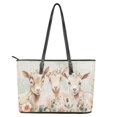 thumbnail image 4 of ZUXONGSY Goat Flower Print Handbag for Women Practicality Laptop Tote Bag PU Leather Satchel Handbags with Handle for Daily Use Work, 4 of 6