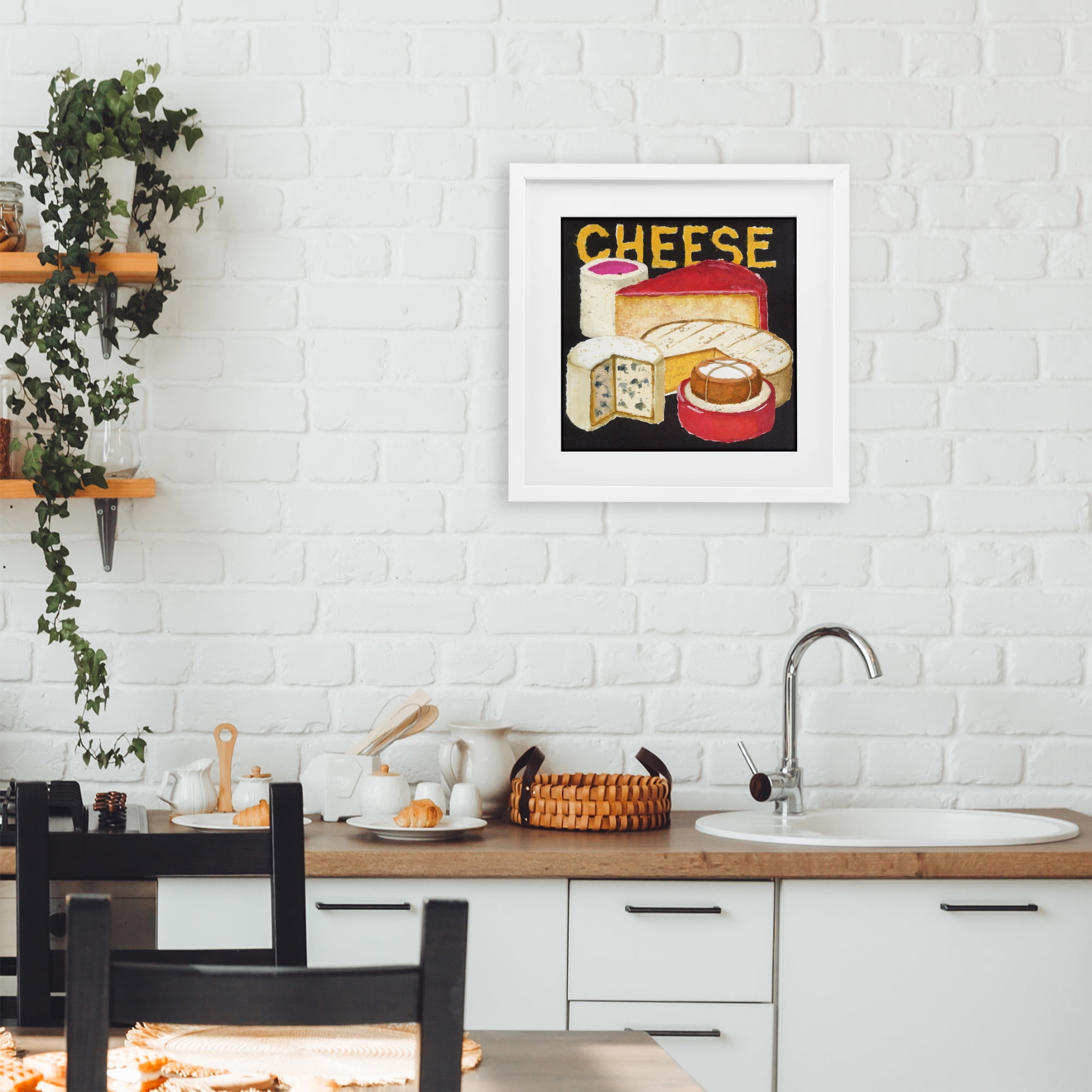 Stupell Industries Assorted Cheese Wheels White Framed Print Under Glass, design by Nancy Overton