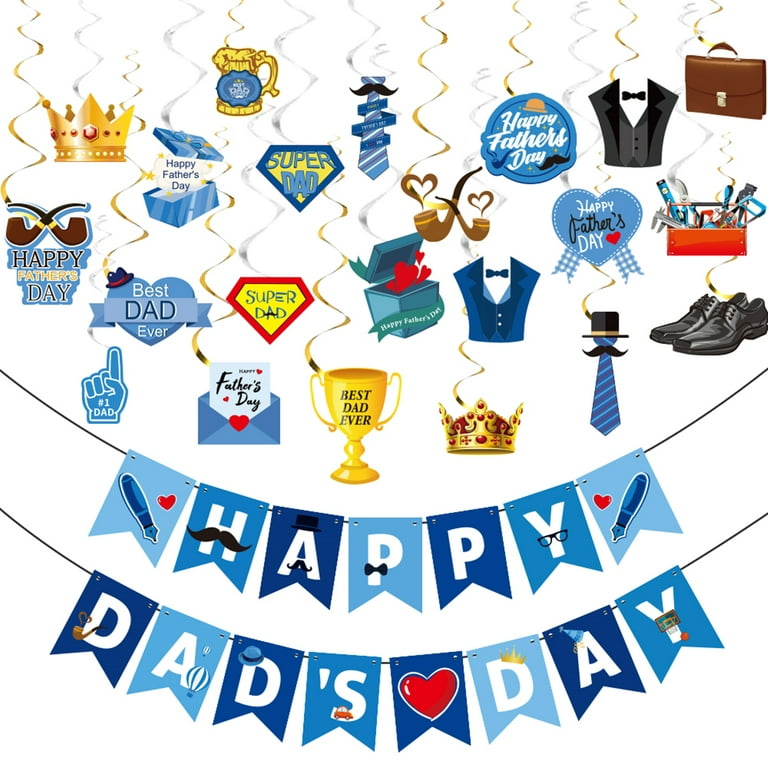 Father S Day Party Decorations Kit Fathers Ceiling Hanging Swirls And Happy Dad Banner For Birthday Favors Supplies Com