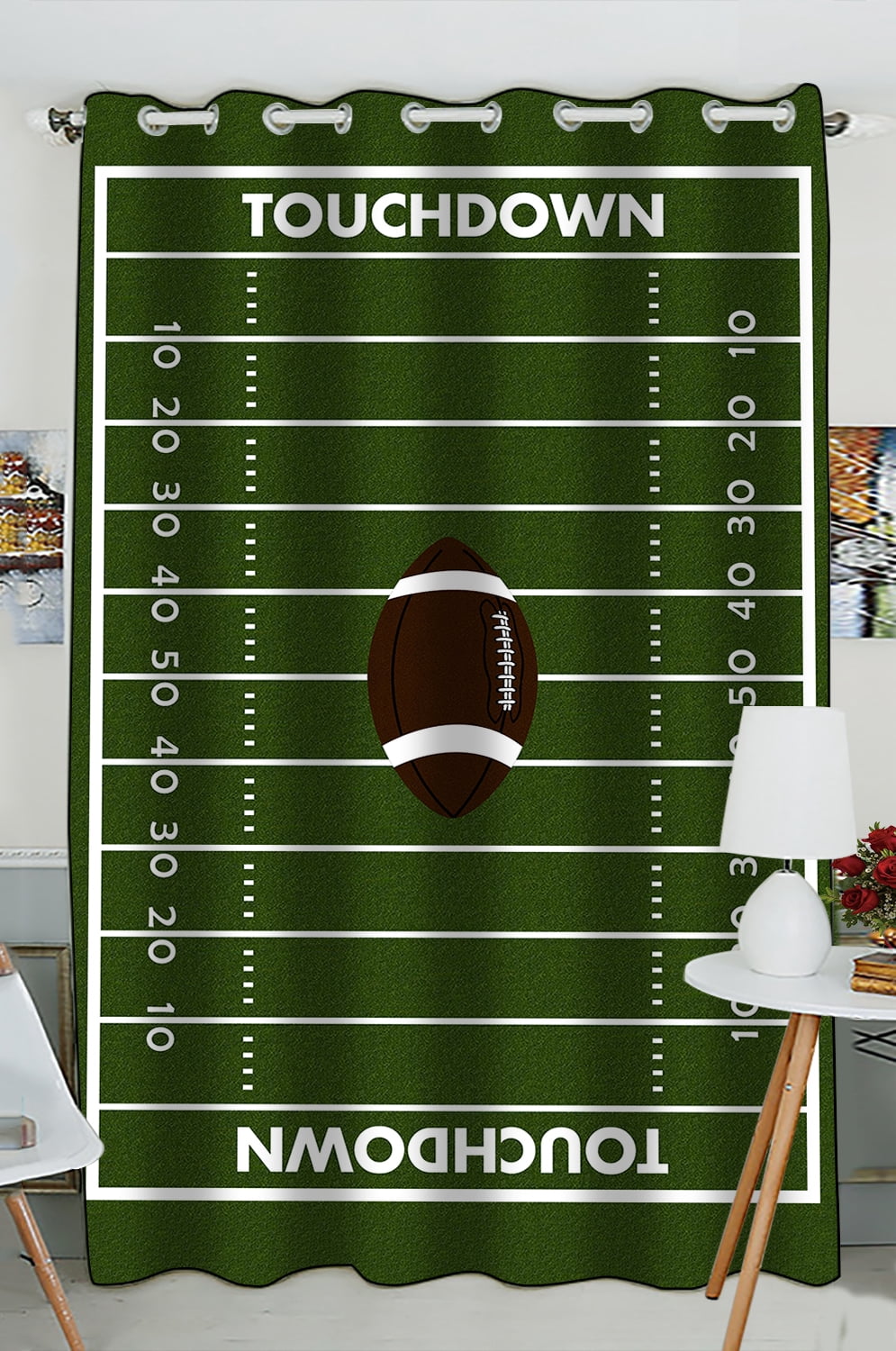 GCKG Football Ground Window Curtain,Football Ground Grommet Blackout