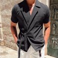 thumbnail image 4 of JLFKNG Summer Shirts For Men Short Sleeve Shirts For Men Loose Fit Solid Color Button Up Breathable Cotton Shirt Tops Suitable For Outdoor Sports, 4 of 4