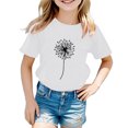 thumbnail image 2 of Shirts For Girls Kids Boys Girls Casual Dandelion Print Crew Neck Short Sleeve TShirt Top White Girls Summer Tops T-Shirts,2-3Y, 2 of 4