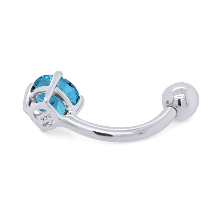 AFFY Round Shape Simulated Blue Topaz Body Piercing Belly Button