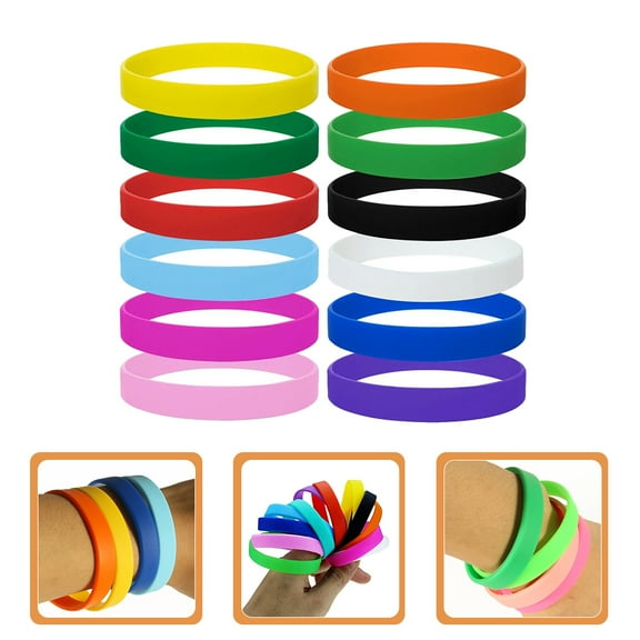 12Pcs Silicone Bracelets Rubber Wristbands for Kids Teens Adults