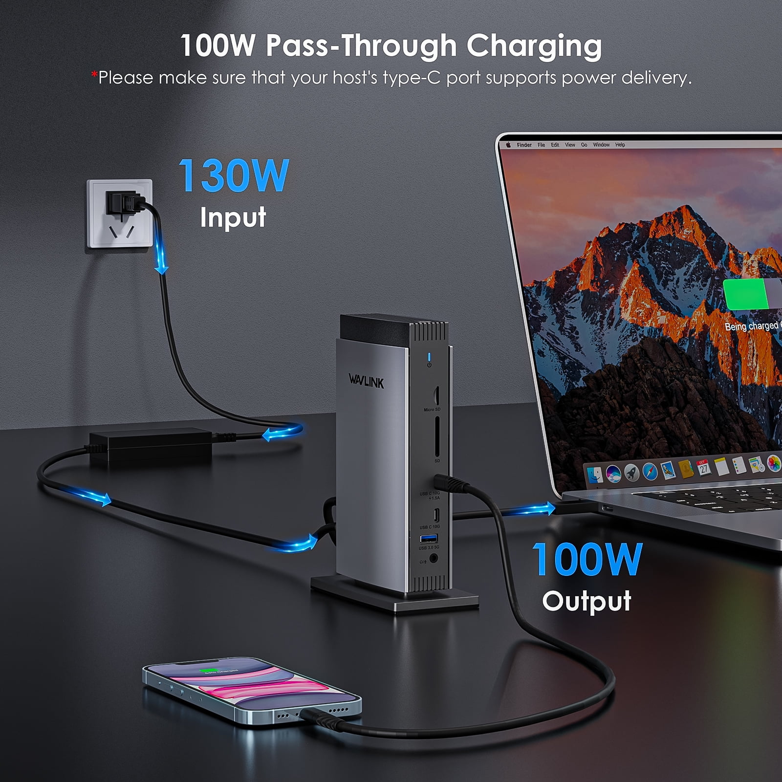 WAVLINK Displaylink Station D'accueil Universelle USB C, Avec 3 X HDMI