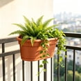 thumbnail image 4 of Wall Mounted Plastic Planter Balcony Railing Hanging Pot Fence Mount Garden Container Brick Red, 4 of 6