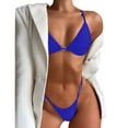 thumbnail image 5 of Gibobby Conjunto de bikini para mujer Verano damas sexy bikini color sólido dos piezas traje de baño playa traje de baño(Azul,CH), 5 of 5