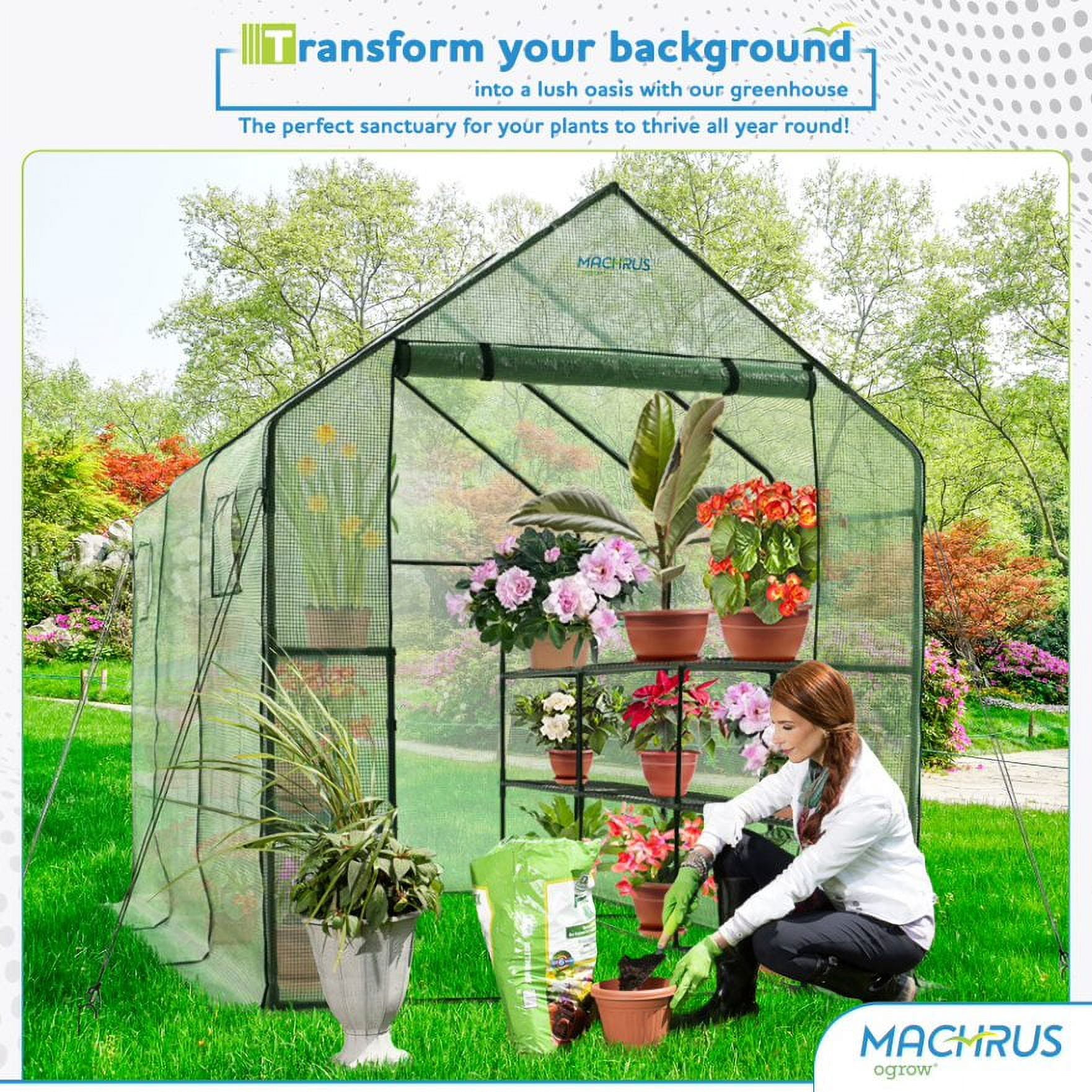 Ogrow Deluxe Walk-In Greenhouse with Cover - 2-Tier 8-Shelf