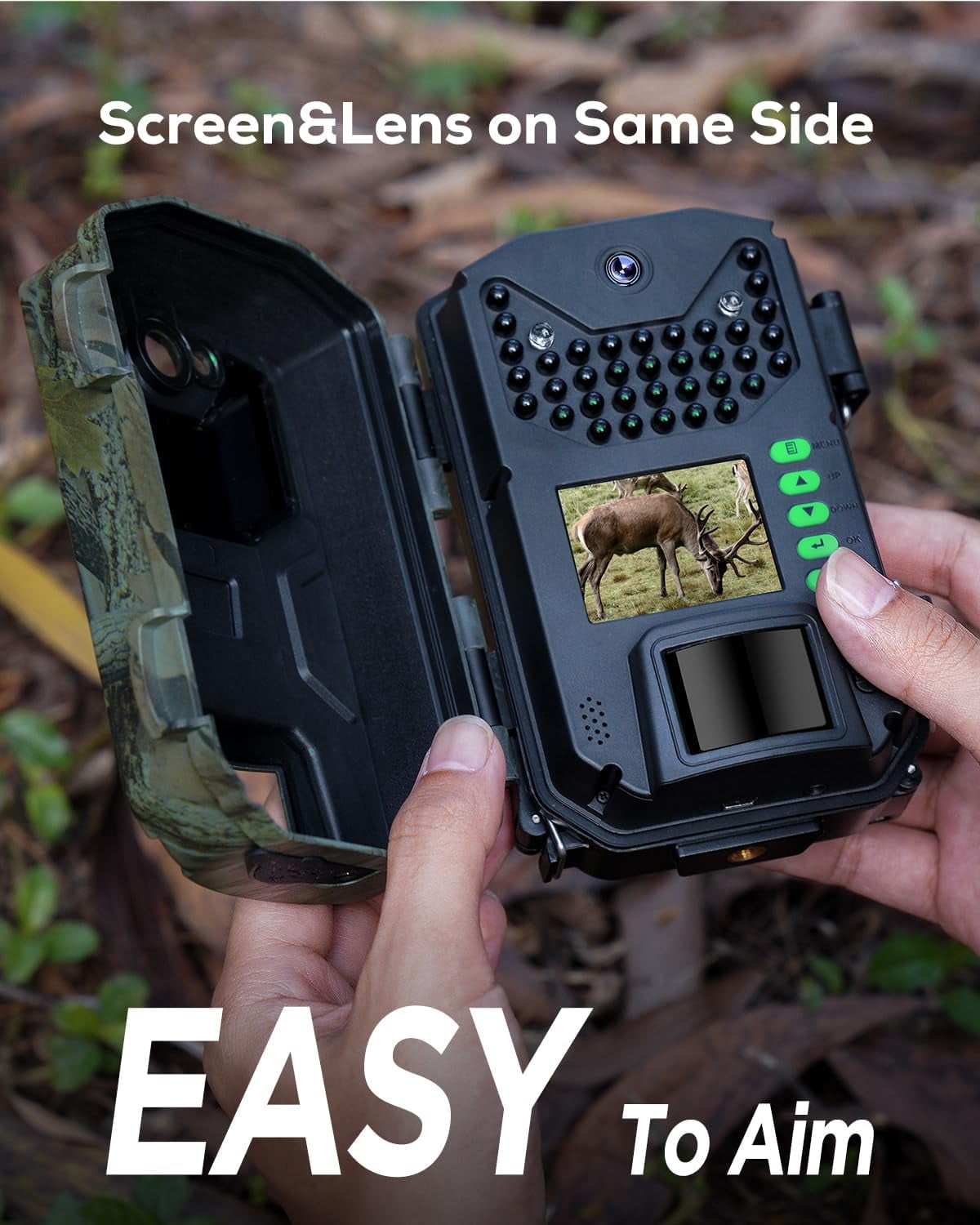 CocoBear Trail Camera 32MP 1080P Night Vision Game Camera, 0.2s Trigger, IP66 Waterproof, No-Glow Infrared, Motion Activated, Supports Up to 128GB SD Card, Hunting & Wildlife Monitoring