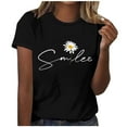 thumbnail image 1 of Birdeem Blouses pour Femmes Imprimé Lettres Col Rond Manches Courtes Haut/chemise, 1 of 12
