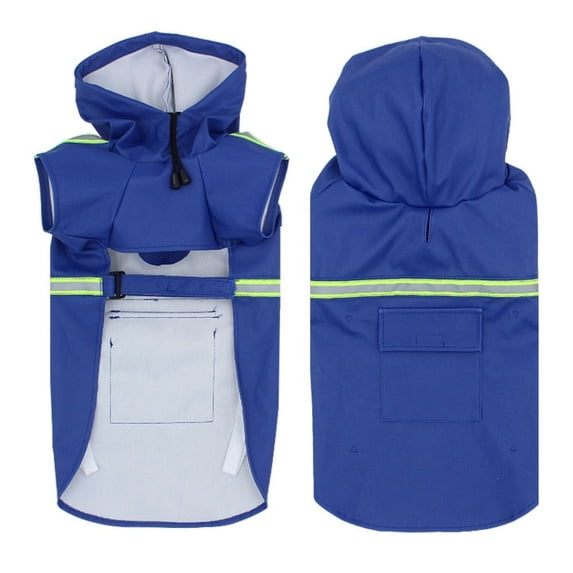 Fashion S-5XL PU Material Fit All Size Dogs Dog Cape Waterproof Dog Rain Jacket Pet Raincoat Dog Clothes Puppy Apparel BLUE L