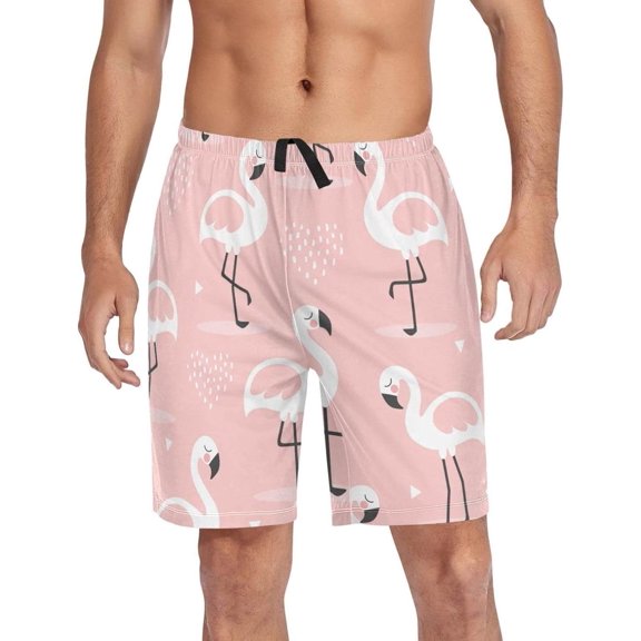 GZHJMY Flamingo Pajama Pants Short for Men, Lounge Pants Lightweight Men Pajama Bottoms with Drawstring Pockets, Christmas New Year Birthday Gifts, X-Large