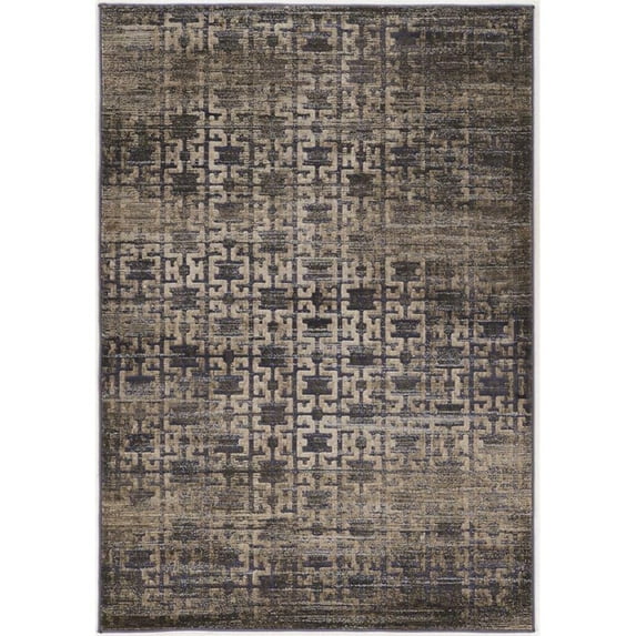 Linon Jewel Maze Machine Made Polypropylene 2'x3' Rug in Navy