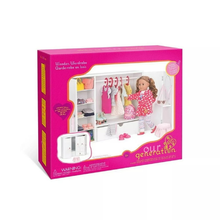 Our Generation Wooden Wardrobe Closet for 18