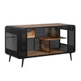 thumbnail image 4 of 55.12"Spacious Cat House with 2 Sliding Tempered Glass Doors, for Living Room, Bedroom, Hallway, 55.12"L x 22.83"W x 29.92"H Top Board: 110 lbs Load, Cabinet shelf: 60 lbs Load, Black+Brown, 4 of 9