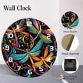 thumbnail image 4 of ZXCXRQFa Colorful Dragonfly Damask Flower Silent Non Ticking Wooden Clock 10 Inch, Round Wall Clock,Decorative for Living Room, Kitchen, Home,Bathroom, Bedroom, Office or School, 4 of 7