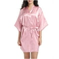 thumbnail image 1 of Tqcoqu Robes de Maison en Soie Simulée Couleur Unie Décontractée pour Femmes, 1 of 6