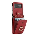 thumbnail image 6 of Wallet Case for Samsung Galaxy Z Flip 4, Kickstand Ring Holder Premium PU Leather Case with Crossbody Strap,Card Holder Slot Money Pocket 360°Rotation Metal Ring Grip Kickstand Cover,Red, 6 of 10