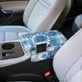 thumbnail image 3 of Renewold Bohemian Flower Blue Auto Center Console Cover Non-slip Soft Armrest Storage Box Mat Scratch Resistant Middle Console Cover Arm Rest Pad Car Interior Decor Accessories, 3 of 9