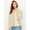 thumbnail image 4 of Made by Johnny Women's Lightweight Padded Quilted Water-Resistant Jacket with Attached Zip-In Hoodie M CREAM, 4 of 6