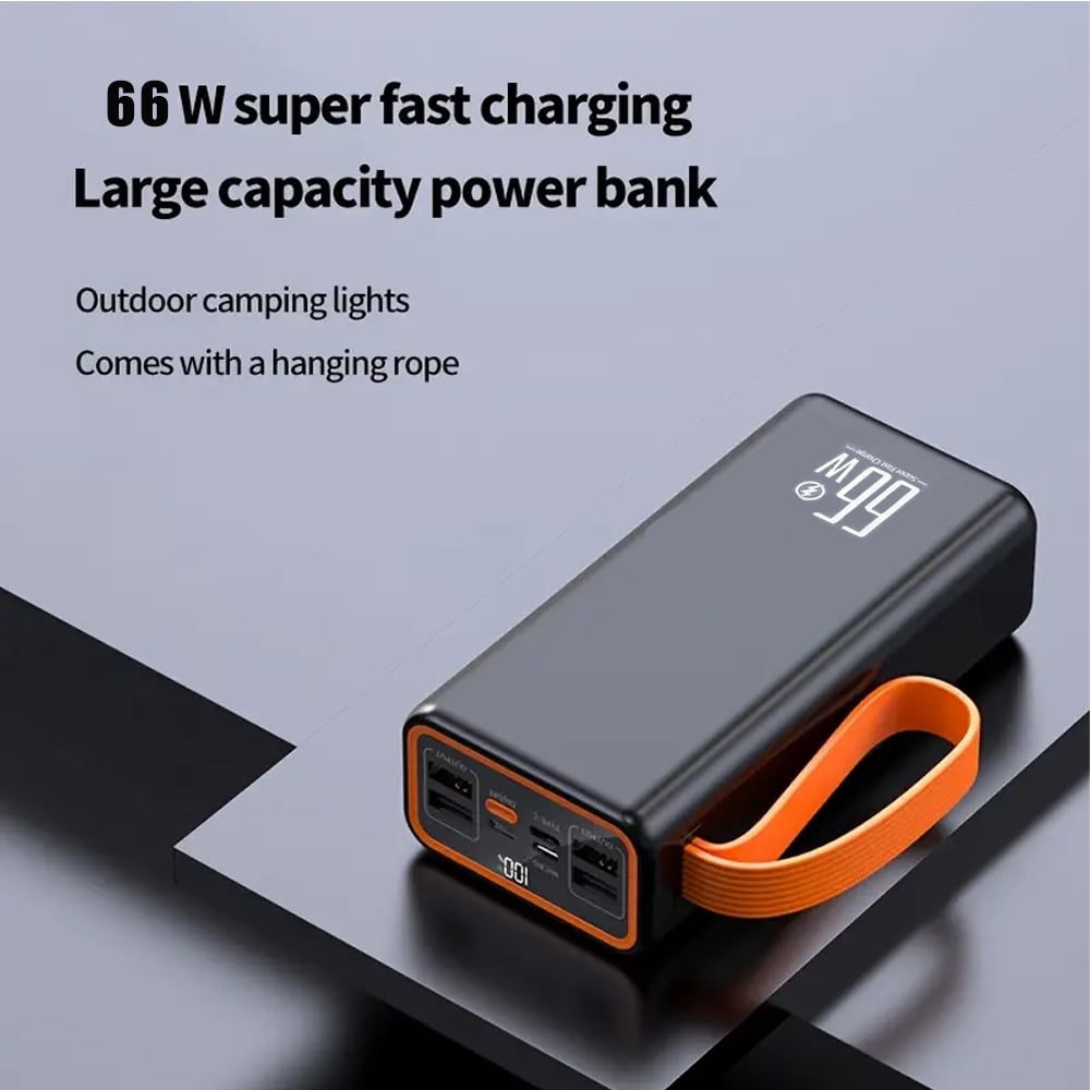 Hotpom 66W Fast Power Bank, 39800mAh Portable Charger, with LED display, hanging rope and built in camping light Portable Charger, Outdoor Emergency Backup Battery, Compatible with iPhone, Samsung.