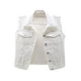 thumbnail image 1 of Women‘s Plus Size Crop Distressed Ripped Jean Vests Classic Sleeveless Jean Vest Jackets With Pockets, 1 of 6