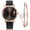 Black, variant on Myenne Watches and Bracelet Set, Star Moon Design Wrist Watch with Calendar Elegant Watches and Bracelet Ladies Watch for Gifts