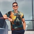 thumbnail image 4 of Sikiie Sunset Meditating Bichon Frise Print Men's Short-sleeved POLO Shirts, Button-down Shirts and T-shirts are Suitable for Vacation, Leisure and Business-Small, 4 of 6