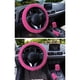 thumbnail image 3 of Juego de fundas para volante esponjosas, 3 piezas, cálidas para el invierno, para freno de mano, funda para palanca de cambios, accesorios interiores universales de felpa antideslizantes, color rosa, 3 of 5