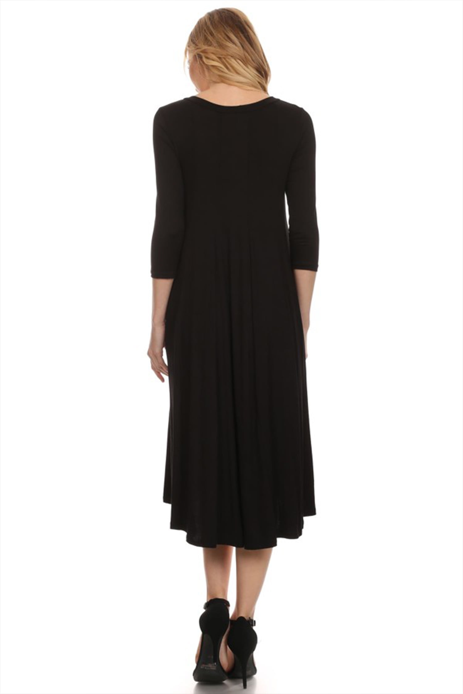 Women's Casual Basic Comfy 3/4 Sleeve Flare A-line Midi long maxi Dress