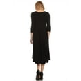 thumbnail image 3 of Women's Casual Basic Comfy 3/4 Sleeve Flare A-line Midi long maxi Dress, 3 of 5
