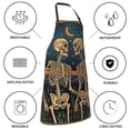 thumbnail image 5 of Naloa Romantic Skeletons Under Moon Apron Kitchen Aprons with Pockets for Women Men Chef, 5 of 8