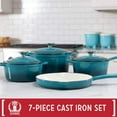 7Piece Enameled Cast Iron Nonstick Cookware Set in Biscay Blue