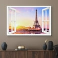 thumbnail image 2 of wall26 Canvas Print Wall Art Window View Parisian Eiffel Tower Sunset Vacation Wilderness Nature Photography Realism Scenic Landscape Colorful Multicolor for Living Room, Bedroom, Office - 16"x2, 2 of 5
