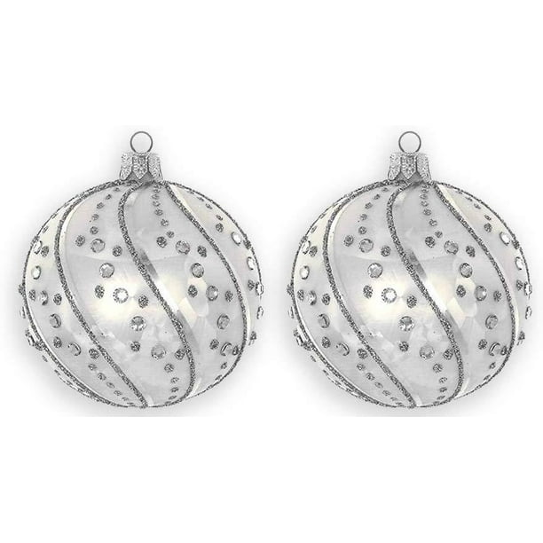 D Handmade Glass Silverstone S Swirl Ornament Christmas Tree Decoration 2 Pc Walmart Com Walmart Com