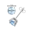 thumbnail image 2 of Mauli Jewels Ear Rings for Women 2.3 Carat 7MM Round Shape Aquamarine Carat 14k White Gold 4-prong, 2 of 4