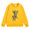 thumbnail image 3 of Girls Sweatshirt Childrens Reindeer Snowflake Crew Neck Long Sleeve Hoodless Top Yellow 5-6 Years, 3 of 4