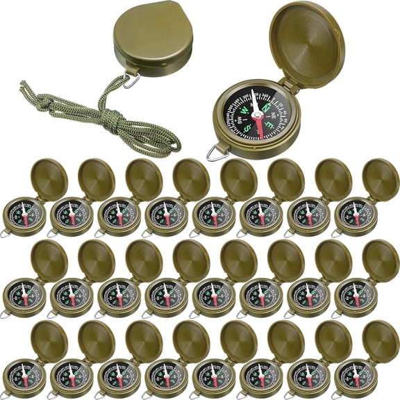 Compass Bulk Gift Pocket Compass with Hanging Rope for Military Camping Survival Outdoor Hiking Hunting Climbing