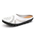 thumbnail image 2 of JeashCHAT Womens Shoes Solid Color Retro Hollow Out Carved Flower Slippers Slip On Summer Mules Closed Toe Slides Loafers, 2 of 5