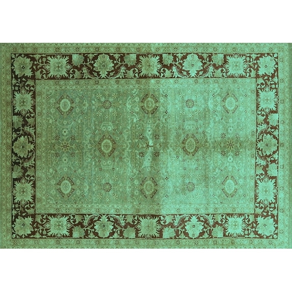 Ahgly Company Indoor Rectangle Oriental Turquoise Blue Industrial Area Rugs, 6' x 9'