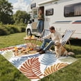 thumbnail image 4 of Outdoor & Indoor Area Rug 5'x8', Waterproof, Non-Shedding, Easy Cleaning, Leaf Mat for Patio, Living Room, Balcony, Dining Room, RV, Deck, Bedroom, Camping, Outside Carpet, Beige Grey, 4 of 10