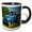 Black/White, variant on 3drose, Old Blue Truck in Field, 11oz Two-tone Red Mug