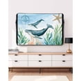 thumbnail image 3 of Outdoor TV Cover 48 to 50 Inch Weatherproof, Ocean Whale Compass Waterproof TV Screen Protector for Outside Decor with Zipper and Pocket 48"L x 30"H , Sea Coral Starfish Bule, 3 of 7